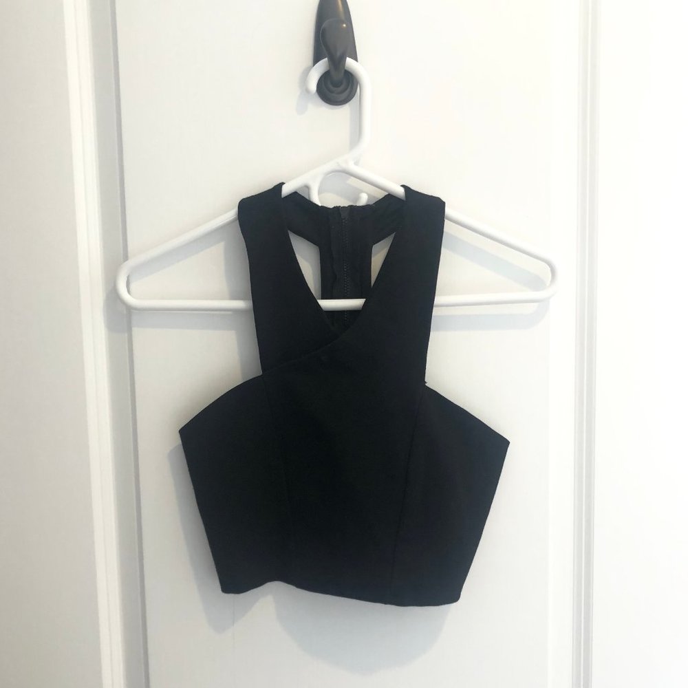Express Black Crop Top - Zip back